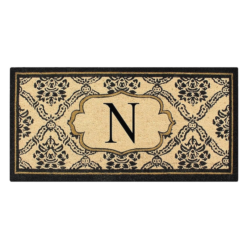 A1HC Uriel Treated Coir Monogrammed Entry Double Door Mat 30"x 60" - N