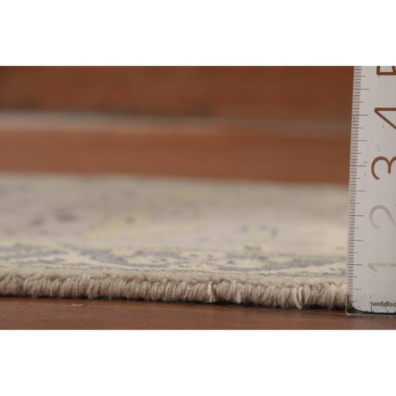 All-Over Gray Oushak Oriental Runner Rug Hand-Knotted Wool Carpet - 2'6"x 8'1"