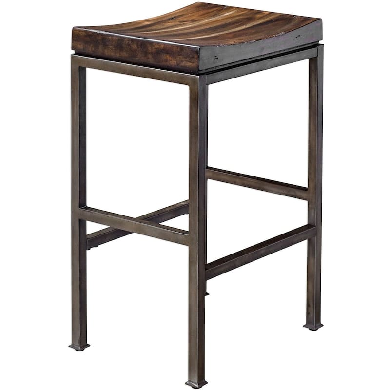 Uttermost Beck 18"W Rustic Backless Saddle Seat Bar Stool