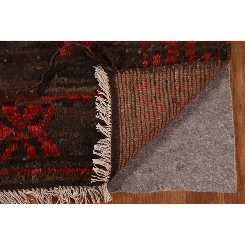 Dark Brown Tribal Moroccan Oriental Area Rug Hand-knotted Wool Carpet - 6'7" x 9'11"