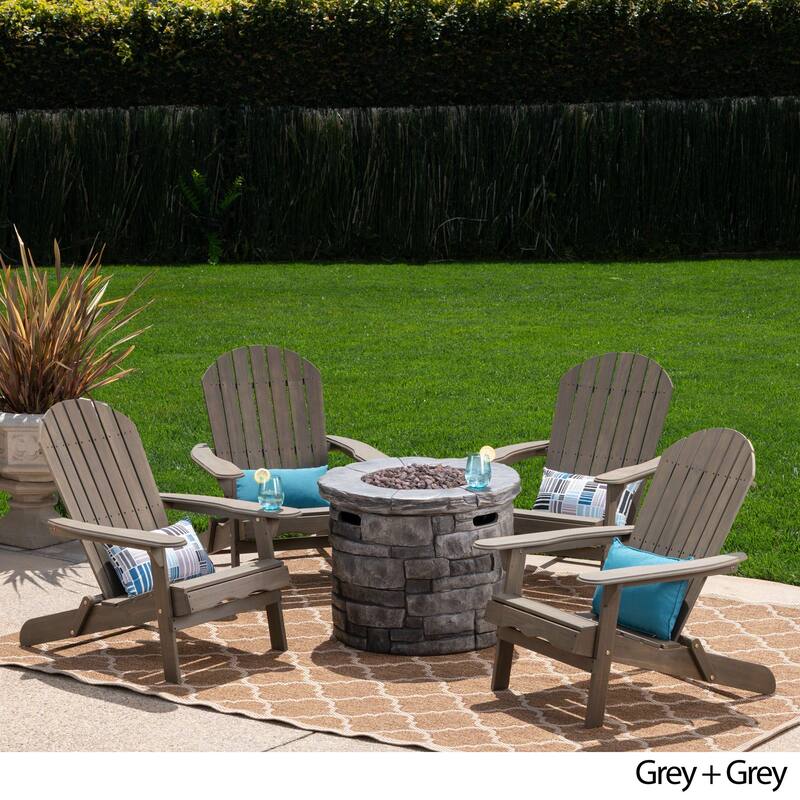 Maison Outdoor 5 Piece Adirondack Chair Set by Christopher Knight Home - grey + grey