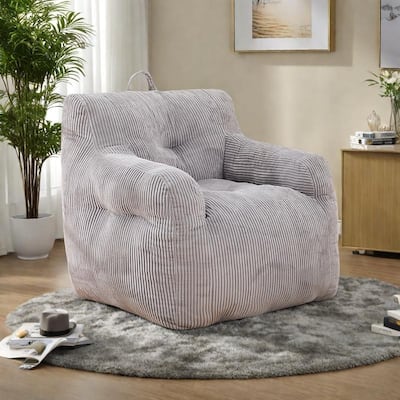 Oversized Corduroy Bean Bag Lounge Chairs with Memory Foam and Ergonomic Armrest Design