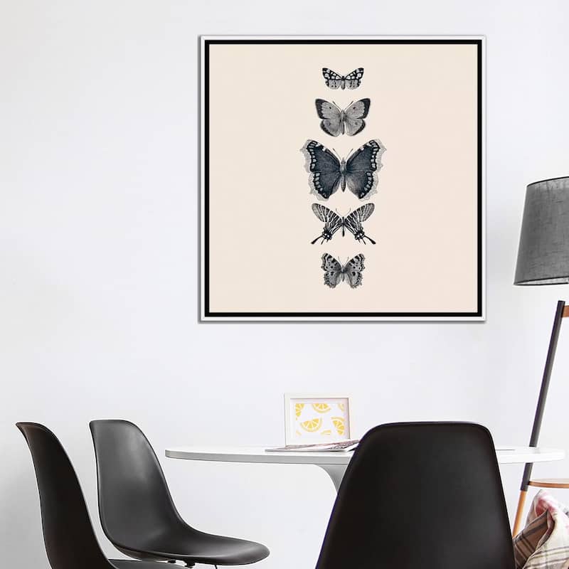 iCanvas "Inked Butterflies Beige Square" by Monika Strigel Framed Canvas Print