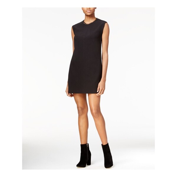 black sleeveless tunic dress