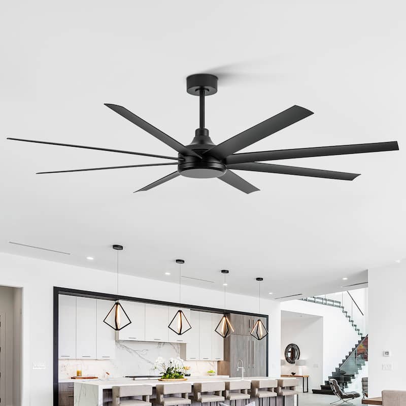 65/72/84-In Black/White Industrial Ceiling Fan with Remote without Light(8-Blade)