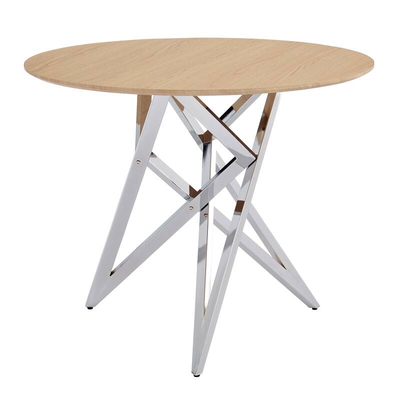 37Inch Round Dining Table, Small Round Kitchen Table With Golden Metal Legs, Suitable For 2 To 4 People