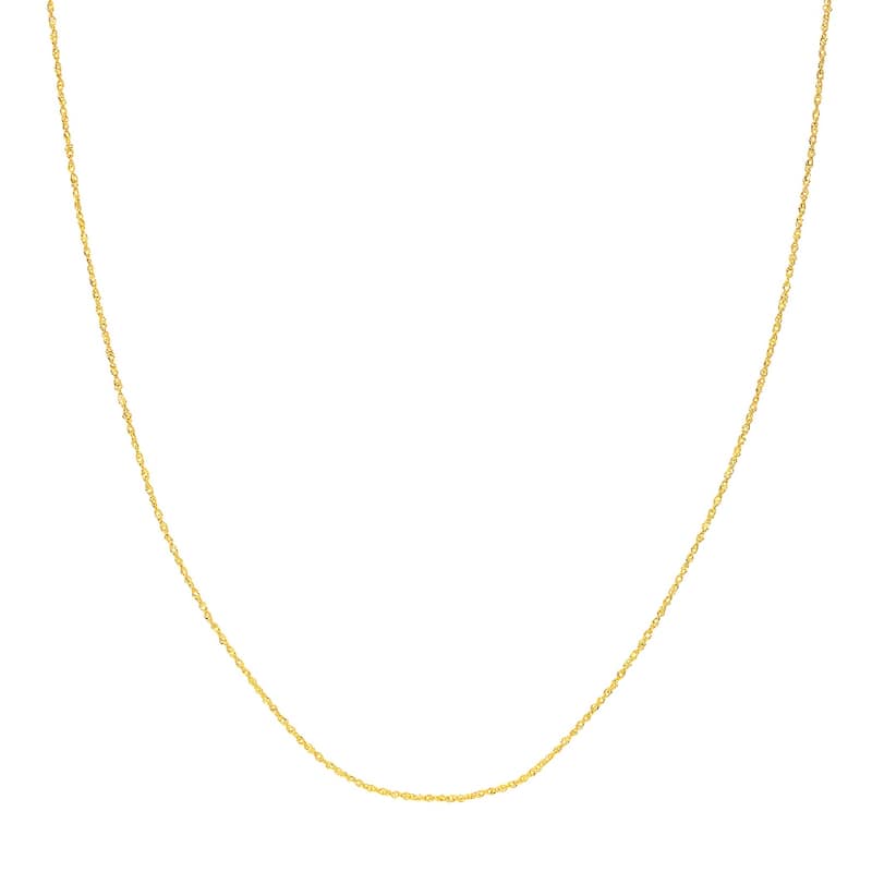 Curata 14k Yellow Gold 0.85mm Diamond Singapore Chain Necklace (Lobster)