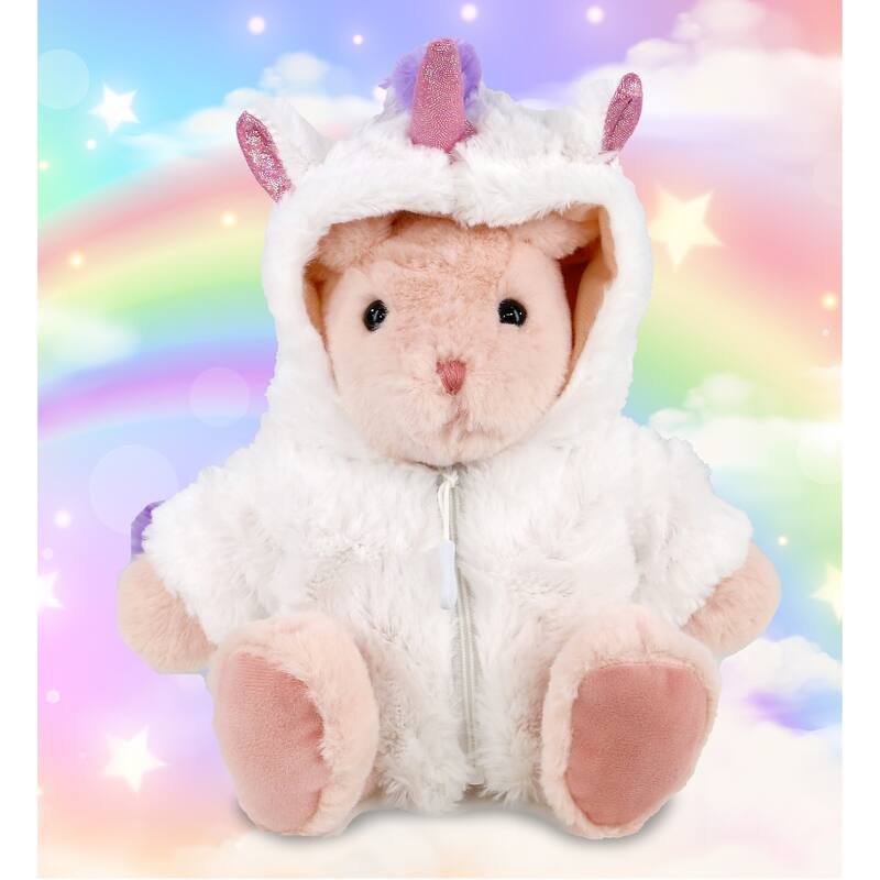 DolliBu Baby Pink Rabbit Unicorn Stuffed Animal with Unicorn Outfit - 8 inches