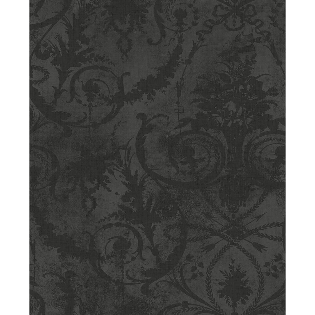 Seabrook Designs Melina Damask Silhouette Unpasted Wallpaper