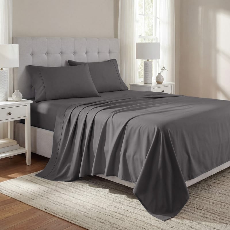 Superior Solid 1000-Thread Count Cotton Blend Deep Pocket Sheet Set - King - Grey