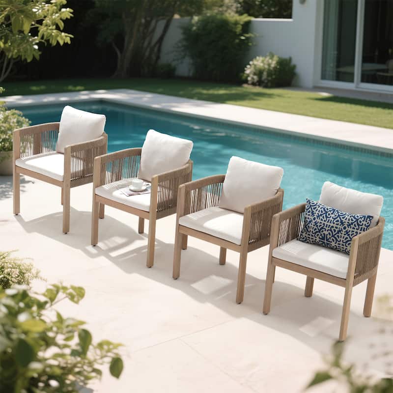 Outdoor Patio Dining Chair With Cushions (Set of 4)