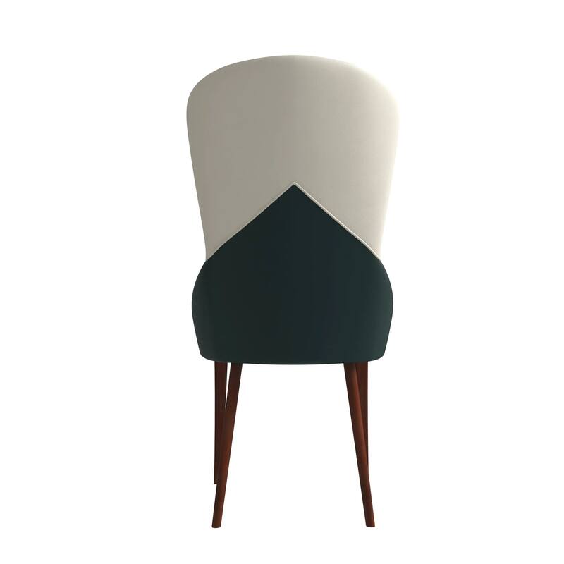 Havana Leather Upholstered Solid Wood Dining Chair Two-Tone Color Design Set of 4