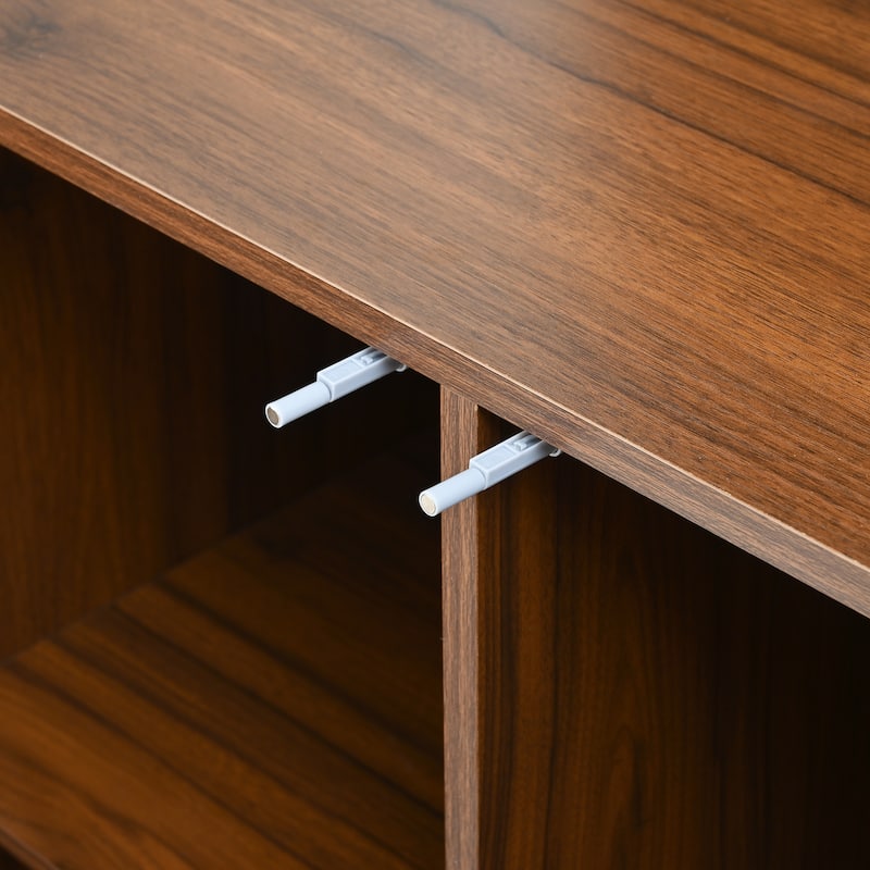 GDF Studio - Marlow Modern Wood Sideboard with Wave Relief Design and Iron Legs