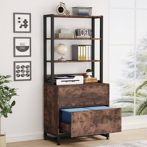Lateral File Cabinet With 2 Drawers   Lock%2C Modern Filing Cabinet Bookcase For Home Office ?imwidth=480&impolicy=medium