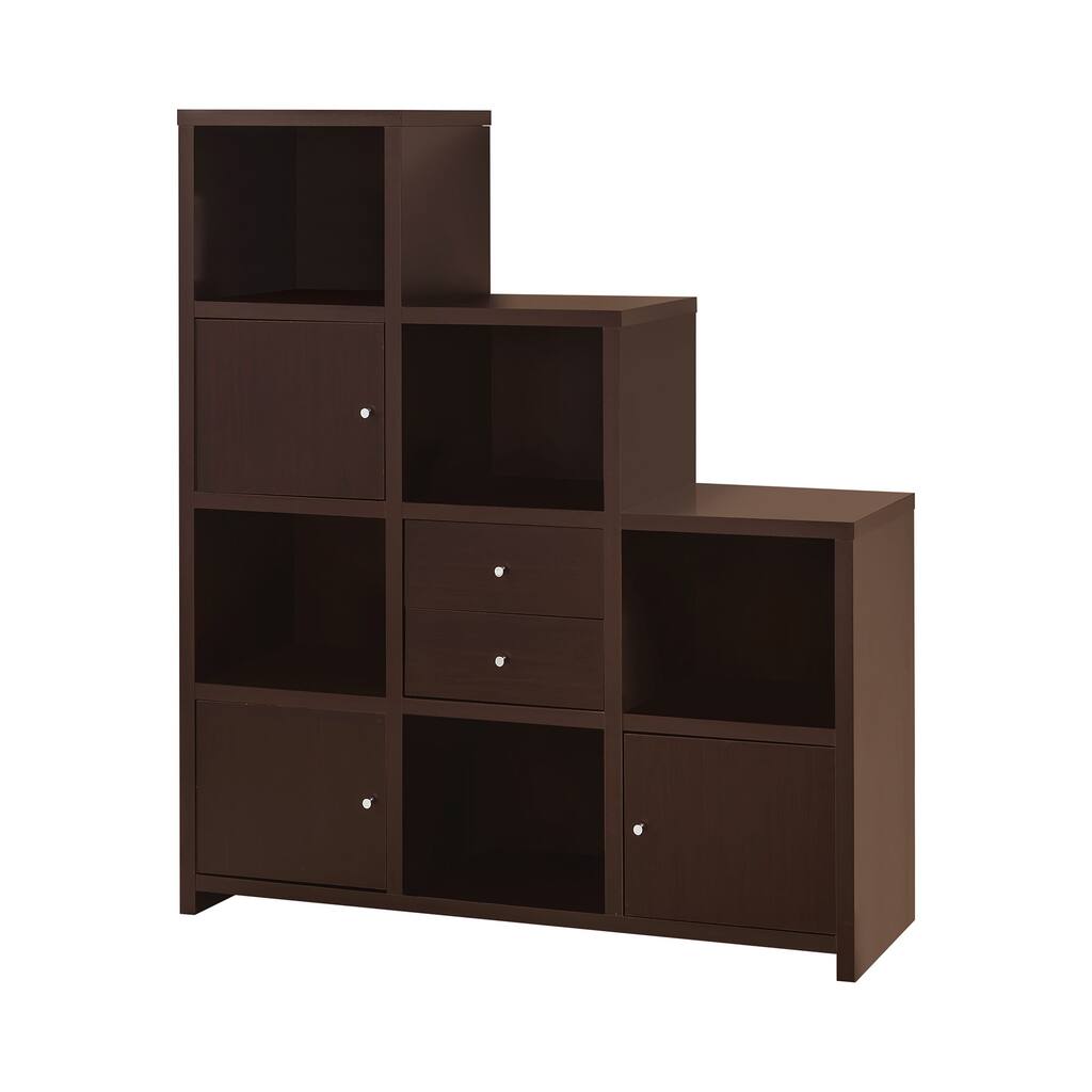 Bookcase with Cube Storage Compartments in Cappuccino
