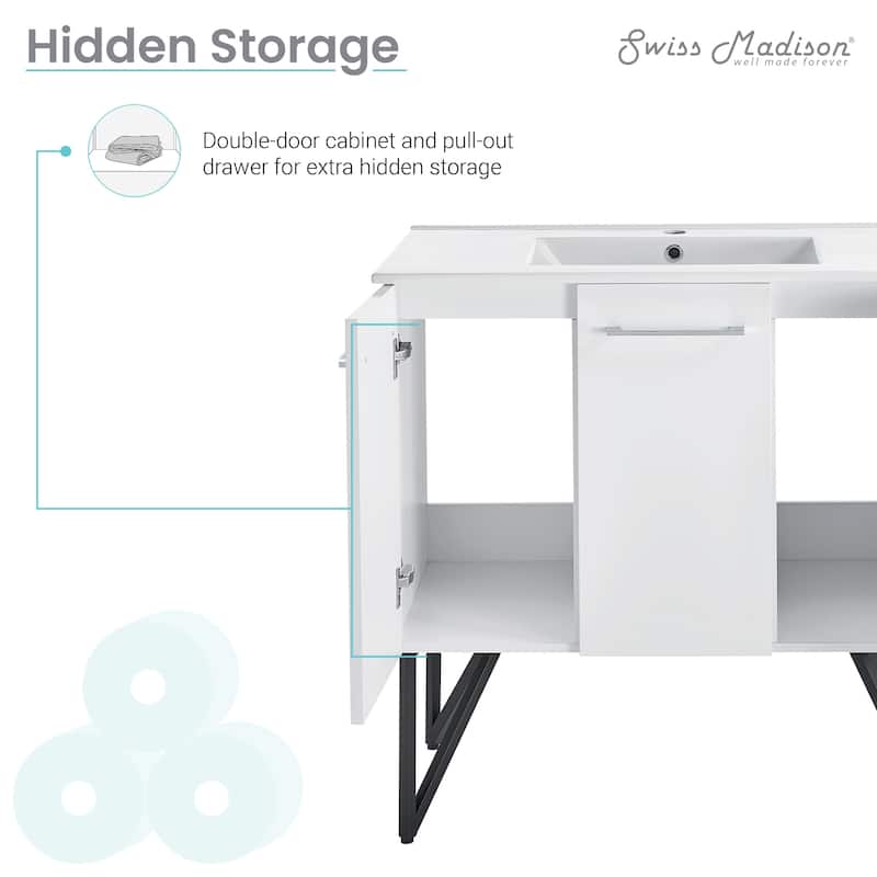Swiss Madison Annecy 36" Single, Two Doors, One Drawer, Bathroom Vanity