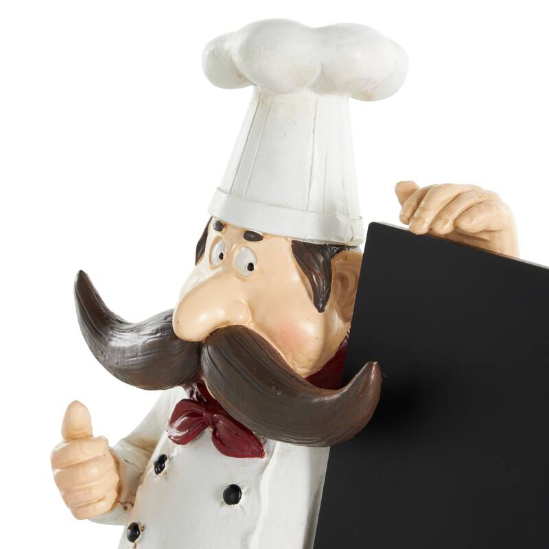 Black Polystone Chef Decorative Sculpture with Chalkboard