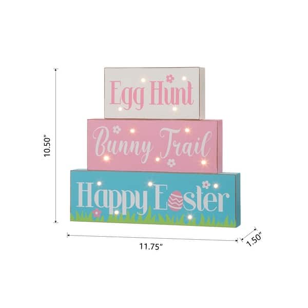 Glitzhome LED Lighted Wooden Easter Table Sign Spring Home Decor Party Supplies Props Gifts