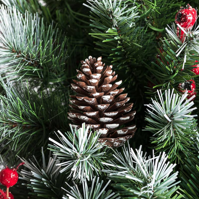 Glitzhome 4ft/5ft/6ft Pre-Lit Pine Artificial Christmas Porch Tree with Warm White Lights