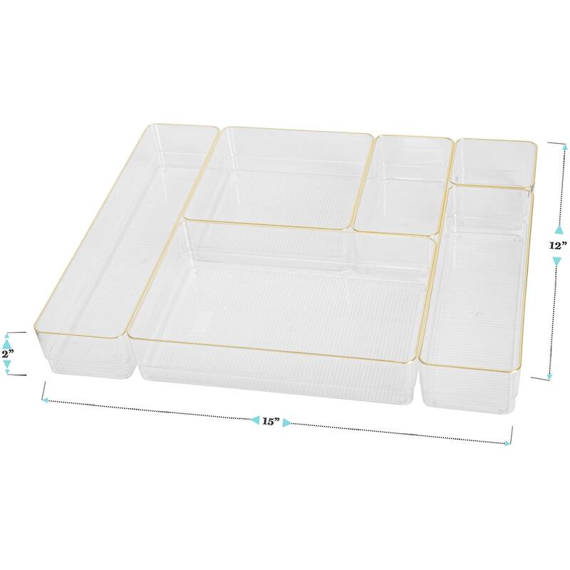 Flash Furniture BE-PB3685-G-6-MS Kerry 2" Tall Office Organizer Set - Clear / Gold