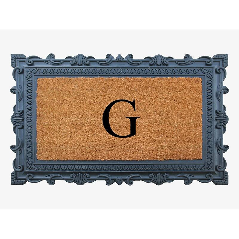 A1HC First Impression Carson Rubber and Coir 24" X 36", Heavy Duty, Easy to Clean Outdoor Monogrammed Doormat - Monogrammed G