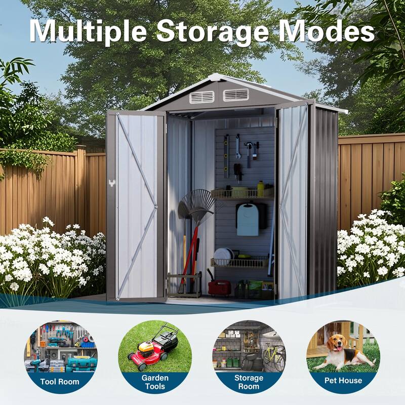 5X3FT Metal Outdoor Storage Shed