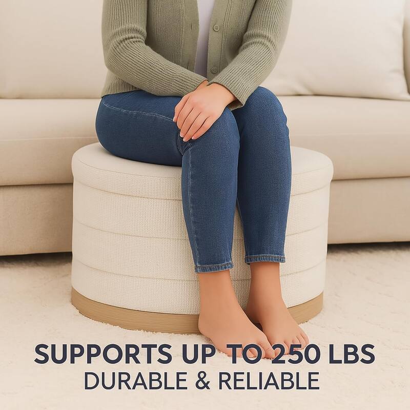 Modern Linen Storage Ottoman with Hidden Storage and Tray Top