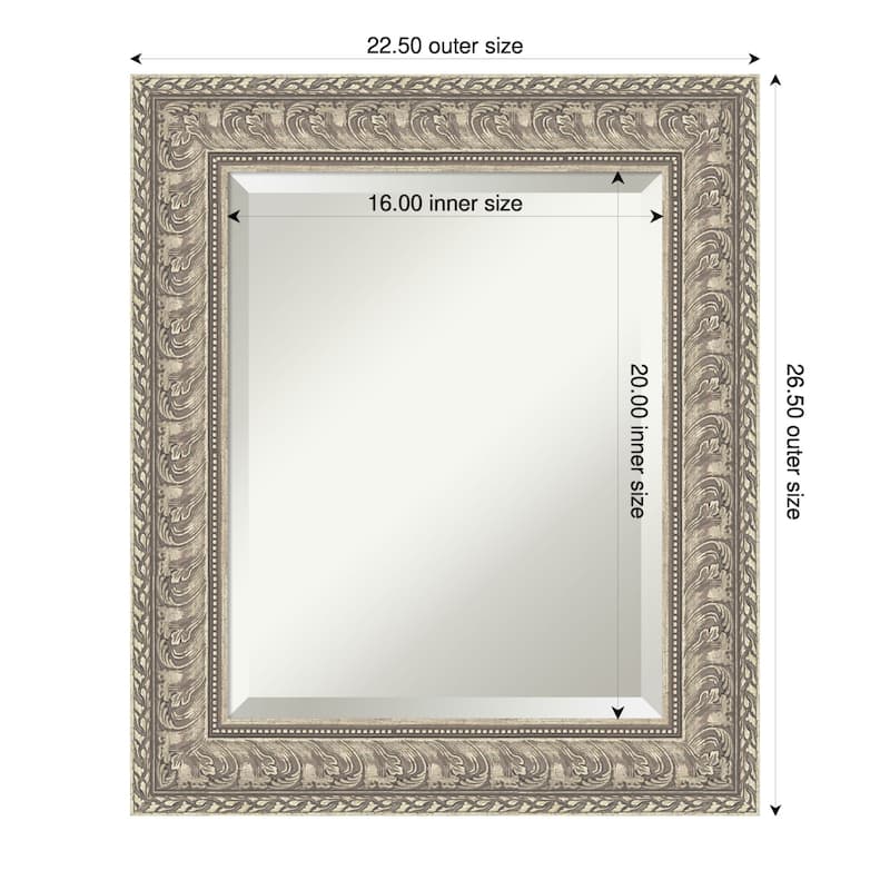 Sydney Silver Beveled Framed Bathroom Vanity Wall Mirror - Sydney Silver - 23 x 27 in