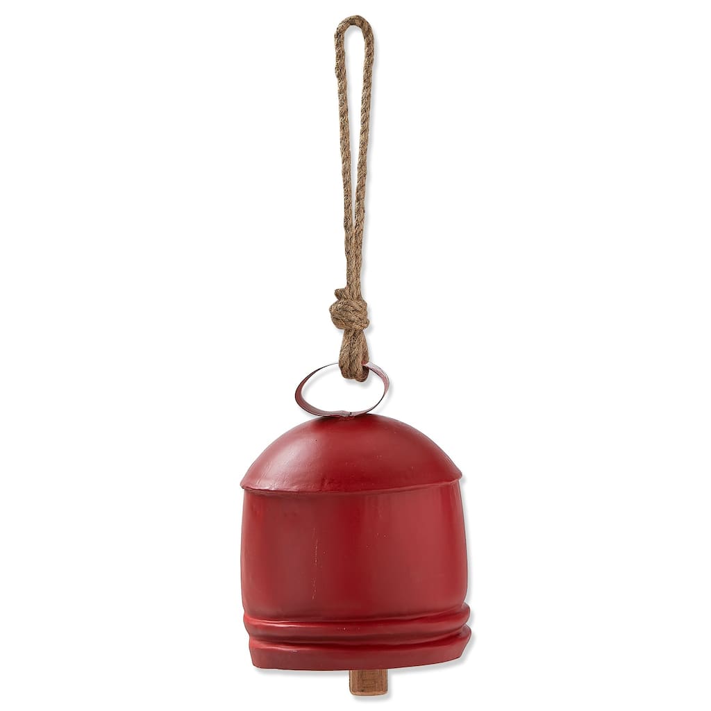 Classic Artisan Made XL Red Iron Bell - 9.5" Holiday Decorative Object for Christmas Decor