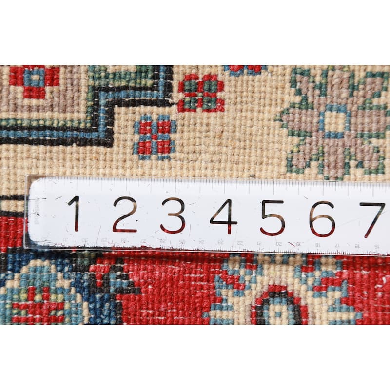 Traditional Kazak Rug Hand-Knotted Oriental Beige Wool Carpet - 2'0"x 3'0"