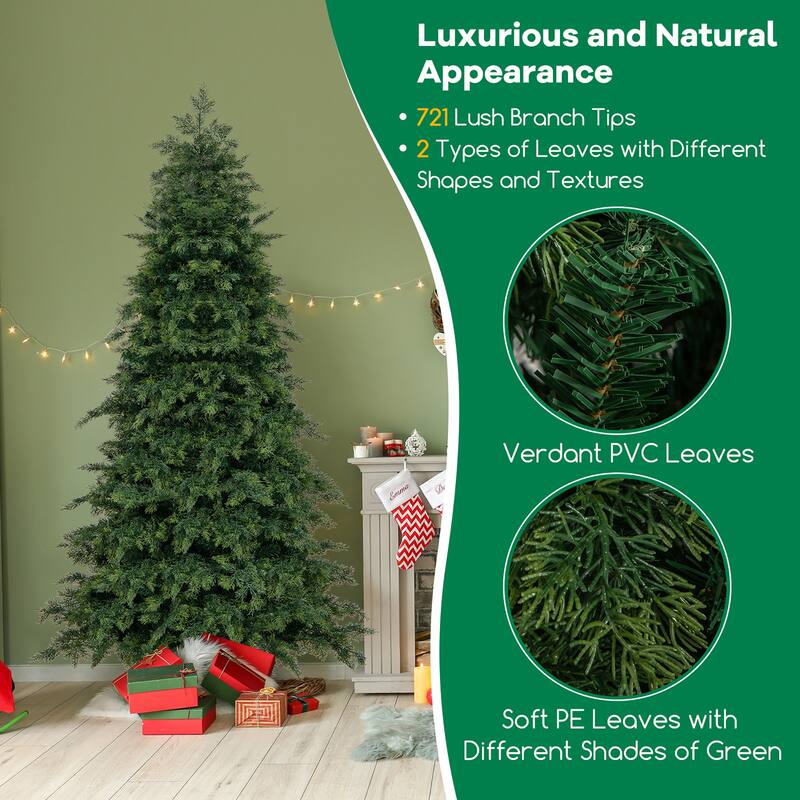 Gymax 6 FT Artificial Xmas Tree w/ 721 PE PVC Branch Tips & Folding