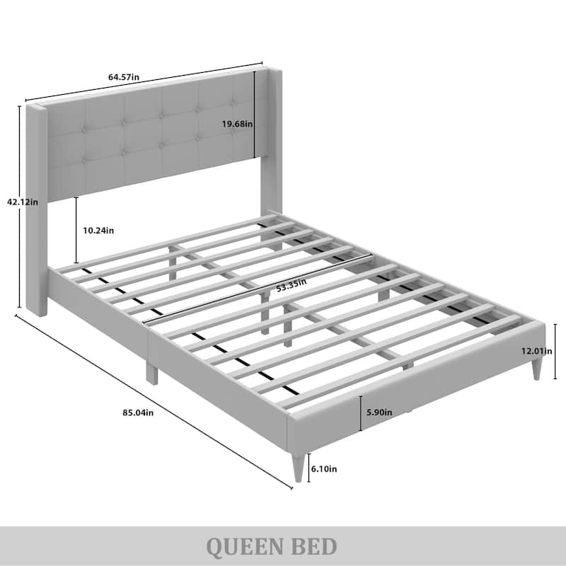 CraftPorch Elegance Wingback Upholstered Linen Bed