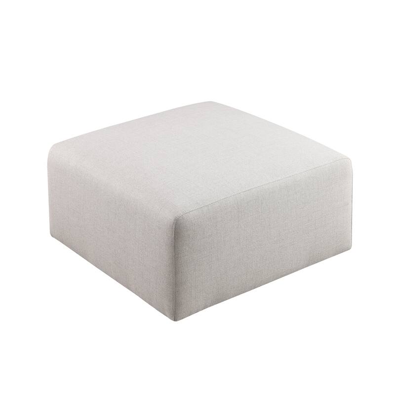 No-Assembly Beige Chenille Sofa Ottoman, 29.92" Size for Cozy Living Room & Bedroom Use
