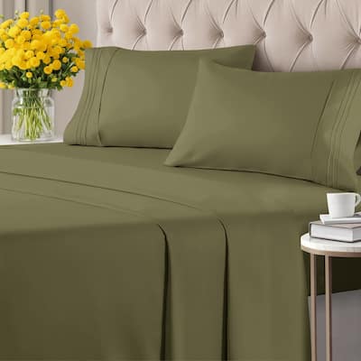 CGK Linens 6 Piece Solid Deep Pockets Microfiber, Easy-Fit Bed Sheet Set