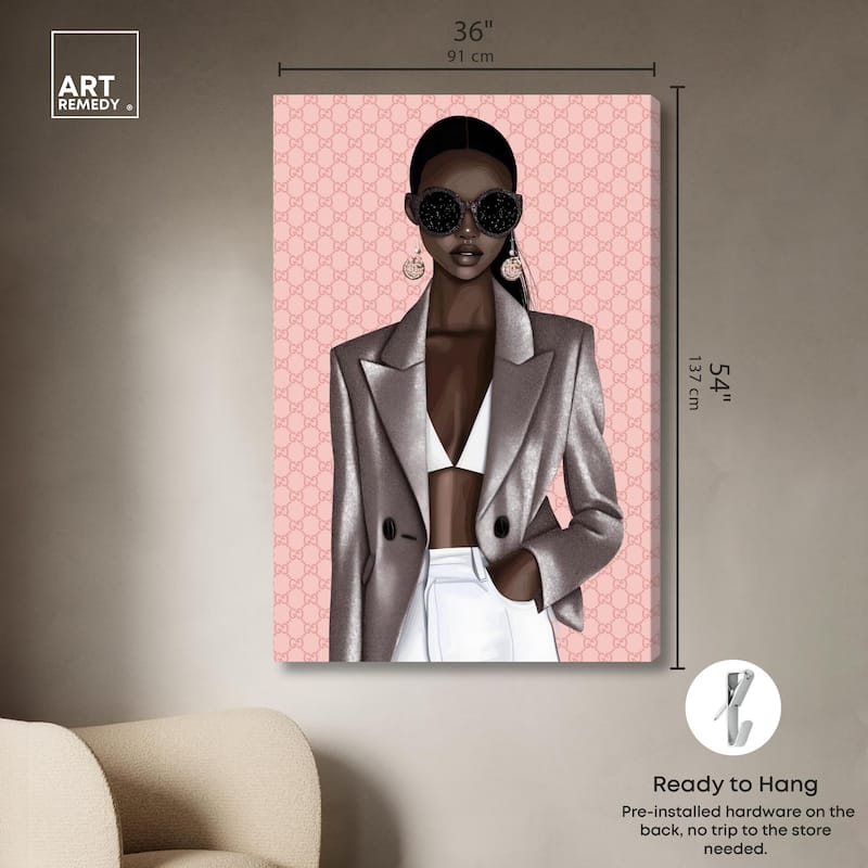 Cool Luxury Woman Canvas by Art Remedy, Gallery Wrapped