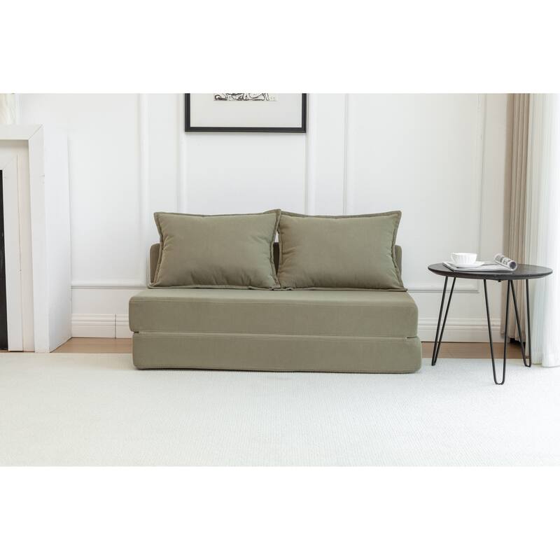 47.63" Corduroy 2-Seater Sleeper Sofa, Floor Mattress and Backrest