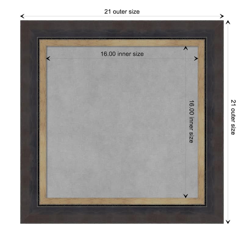 Amanti Art Hammered Charcoal Tan Framed Magnetic Board - Board Size 16x16