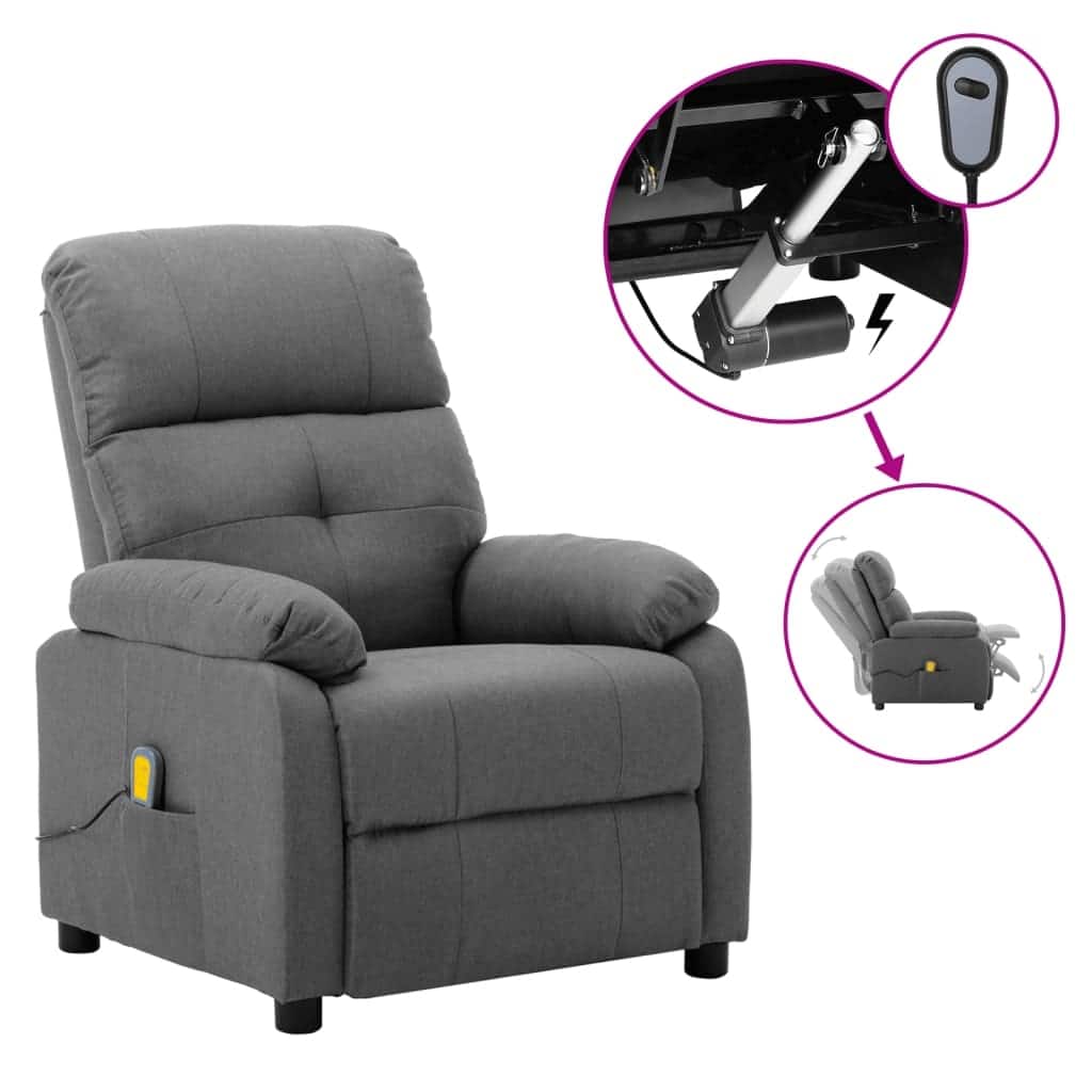 vidaXL Massage Chair Massaging Recliner Push Cozy Chair for Elderly Fabric - 30" x 35.4" x 39.4"