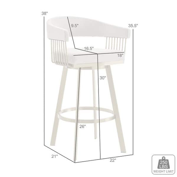 dimension image slide 2 of 4, Chelsea Modern Swivel Bar Stool, Upholstered Counter Height Chair with Metal Frame
