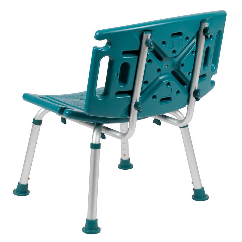 Tool-Free 300 Lb. Capacity, Adjustable Teal Bath & Shower Chair with Large Back