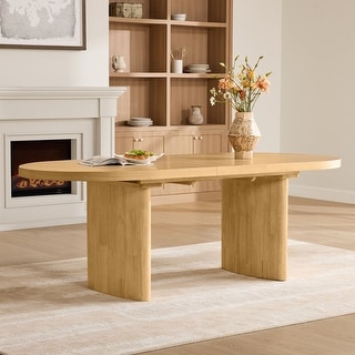 Spruce & Spring Modern 75" Extendable Oval Dining Table with Curved Base