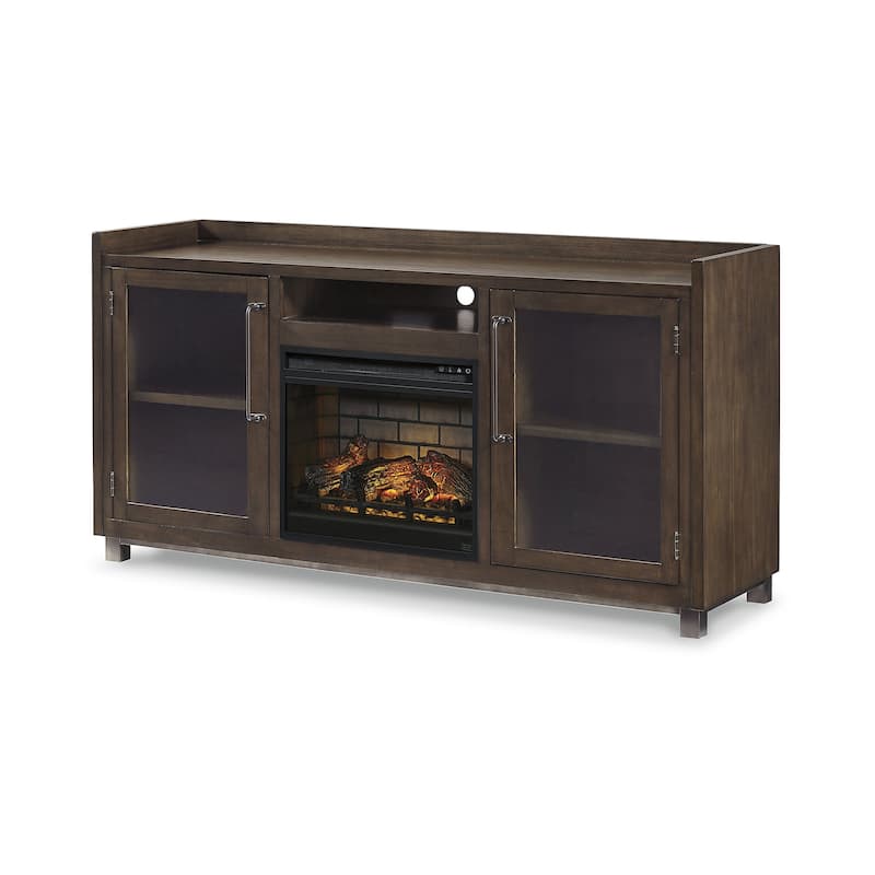 Signature Design by Ashley Starmore Brown 70" TV Stand for TVs up to 80" with Electric Fireplace - 70.25"W x 19.25"D x 35.25"H