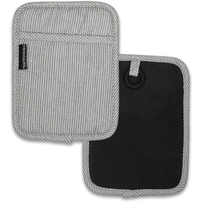 2 Pack - Light Grey Heat Resistant Thick Soft Quilted Lining Kitchen Oven Pot Holders With Neoprene and Cotton Non-slip - 9" x 7" - Light Grey