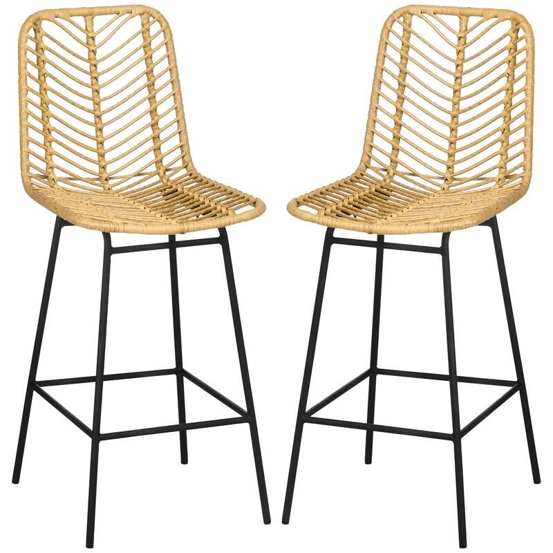 Rattan Bar Stools Set Of 2