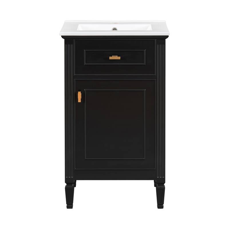 20"Freestanding Bathroom Vanity with Ceramic Sink - Black
