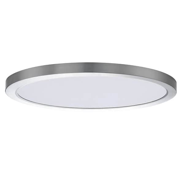 slide 1 of 1, Maxim 57698 Chip 16" Wide LED Flush Mount Ceiling Fixture Satin Nickel