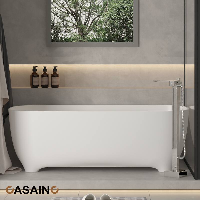 CASAINC Single-Handle Freestanding Floor-Mount Roman Tub Faucet with Hand Shower