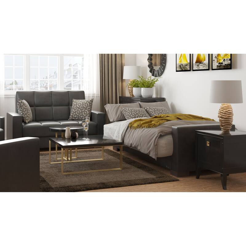 Collection Upholstered Convertible Loveseat With Storage