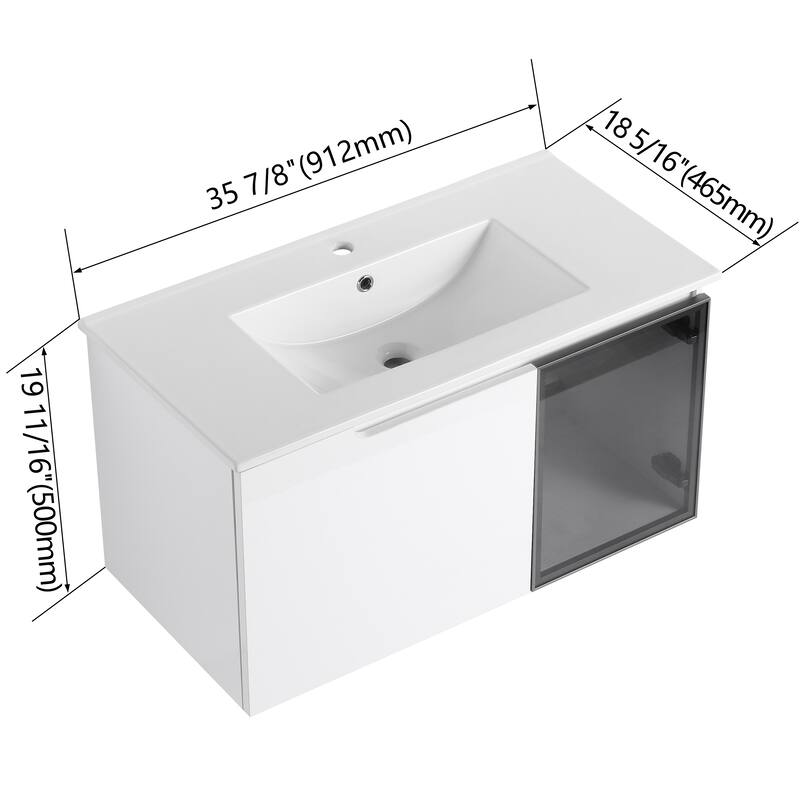 Bathroom Vanity With Sink In 24/30/36 Inch, Floating Bathroom Vanity With Soft Close Door