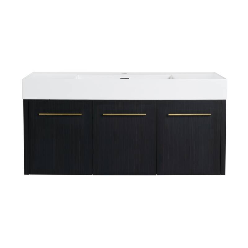 Modern Floating 24-Inch Bathroom Vanity Cabinet, Black Chestnut with Ample Storage, No Top Sink Included